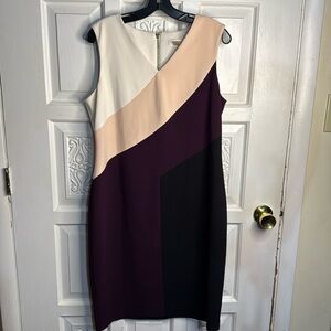 Calvin Klein Colorblock Dress - Cream, Pink, Purple, Black